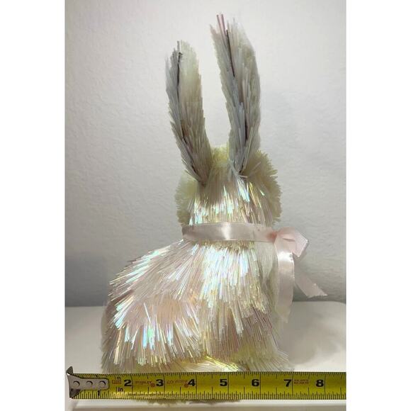 Rachel Zoe Pearlescent Straw EASTER BUNNY With Pink BOW - Picture 7 of 7